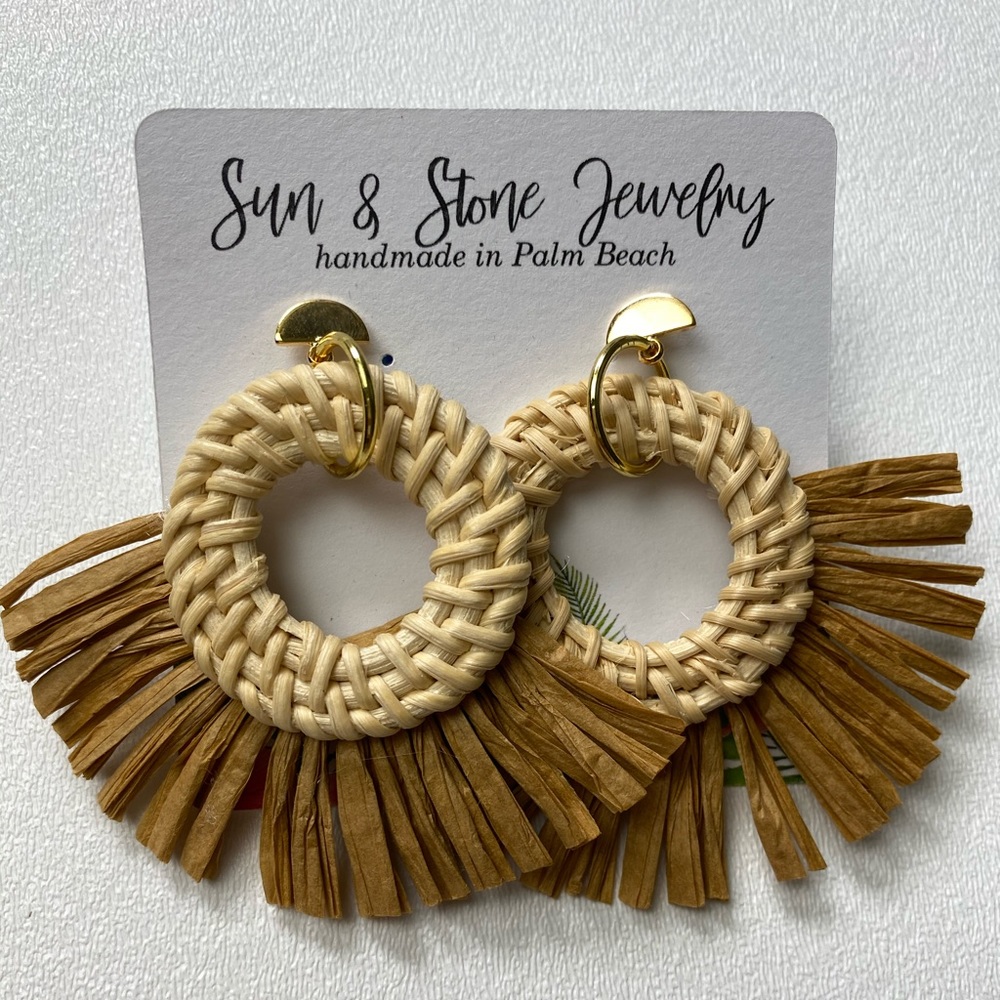 Woven rattan earrings
